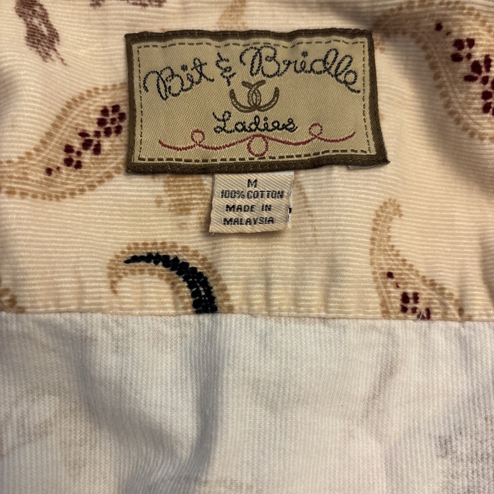 Bit & Bridle Womens M Amazing Paisley Horses Western Cowgirl Corduroy Shirt Top - Picture 2 of 6